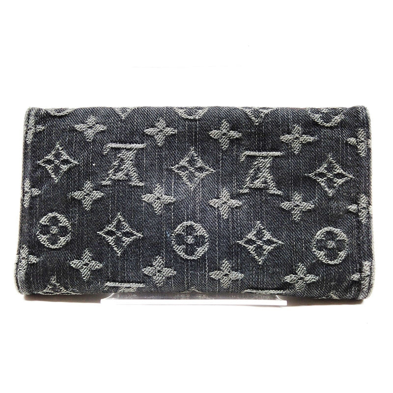 Louis Vuitton Lv Long Wallet Black Denim