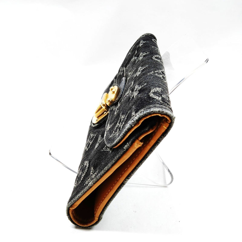 Louis Vuitton Lv Long Wallet Black Denim