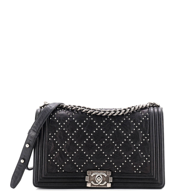 Chanel Boy Flap Bag Studded Quilted
