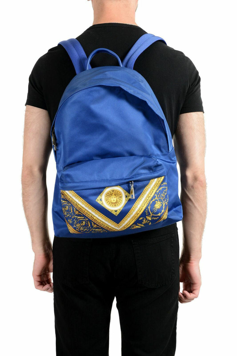 Versace Unisex Blue Barocco Print