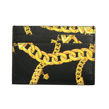Versace Black Barocco Print Leather Card