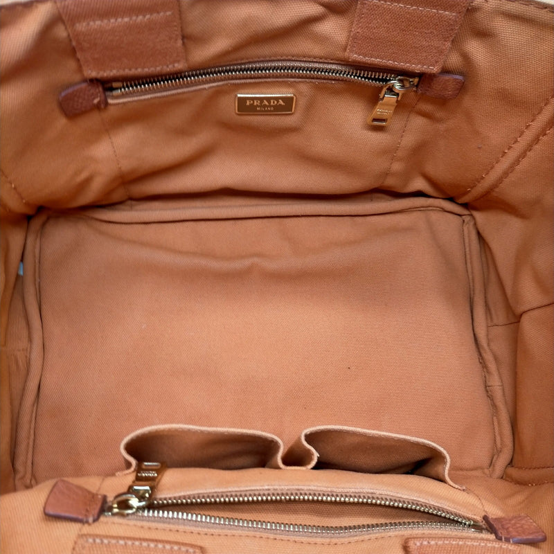 Prada Tote Bag Orange Canvas