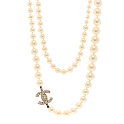 Chanel Pearl Baguette Crystal Cc Long