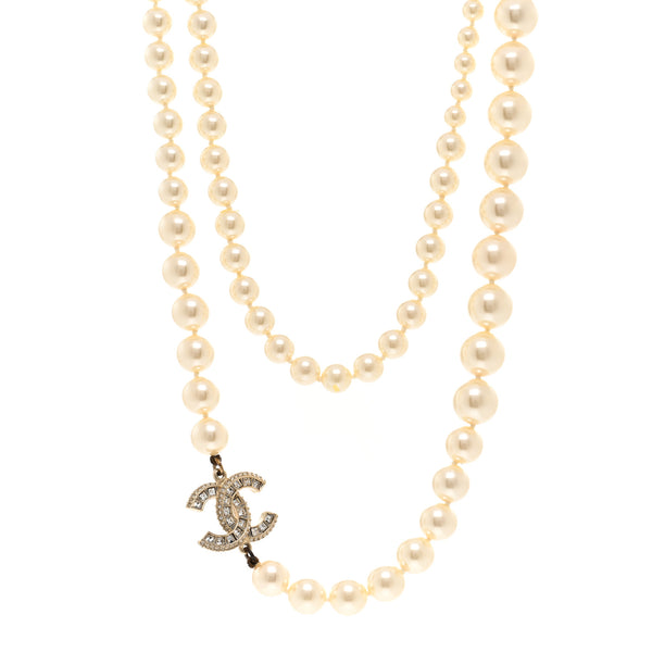 Chanel Pearl Baguette Crystal Cc Long