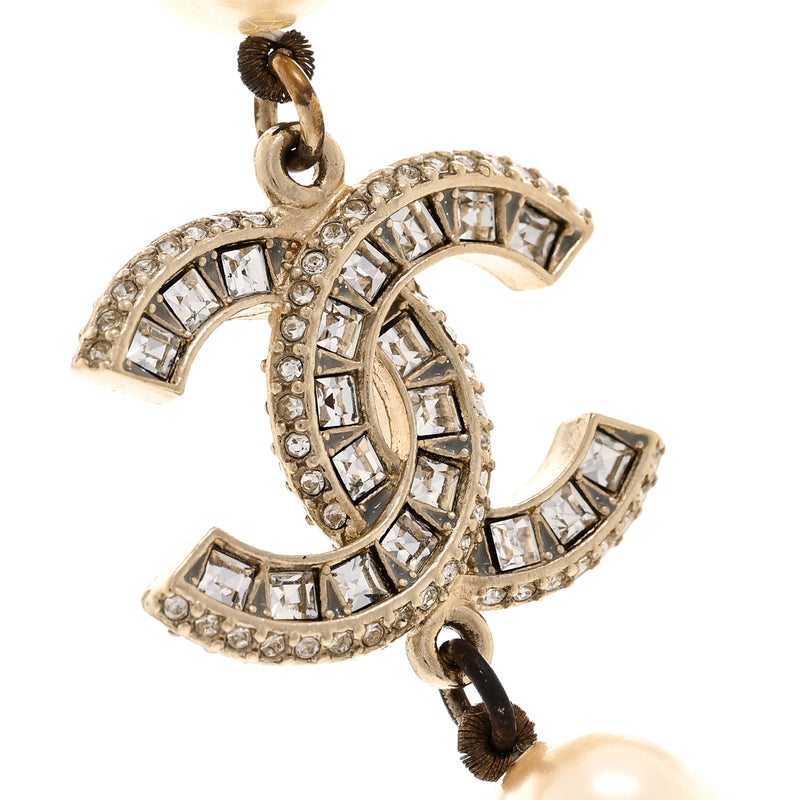 Chanel Pearl Baguette Crystal Cc Long