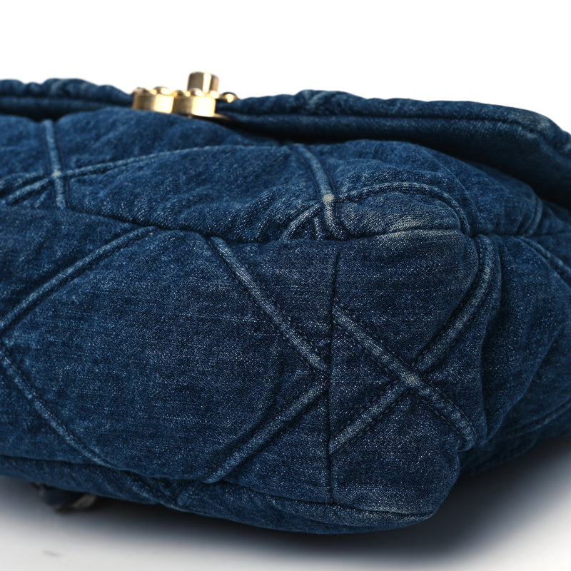 Chanel Denim Quilted Large 19 Flap Blue