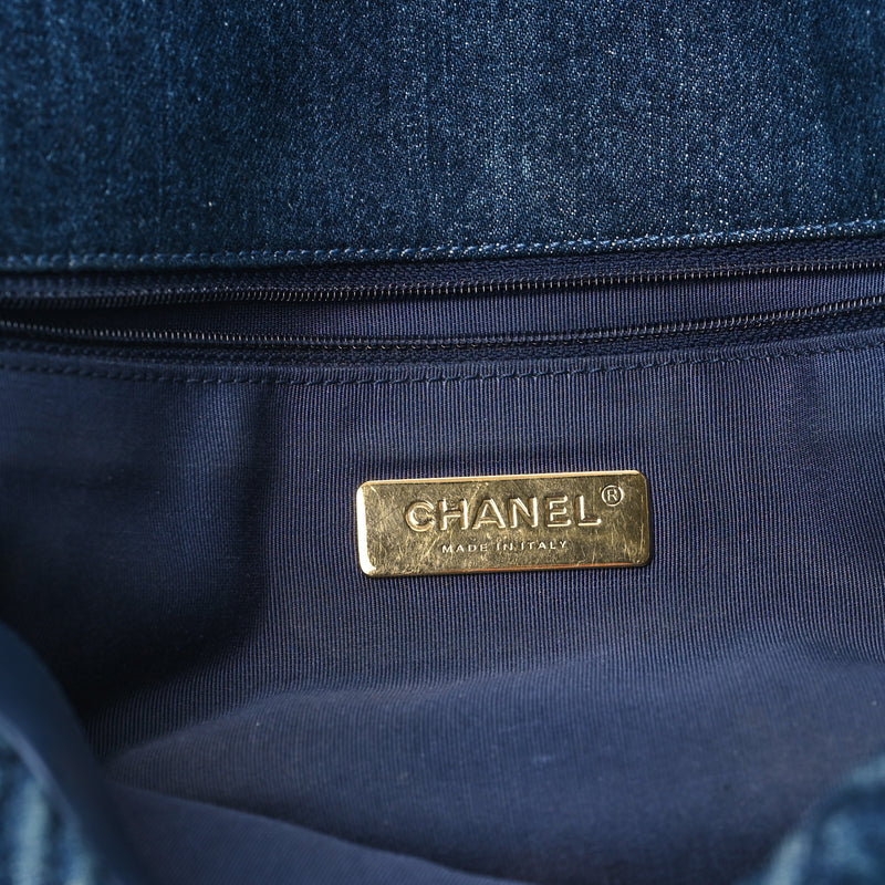Chanel Denim Quilted Large 19 Flap Blue