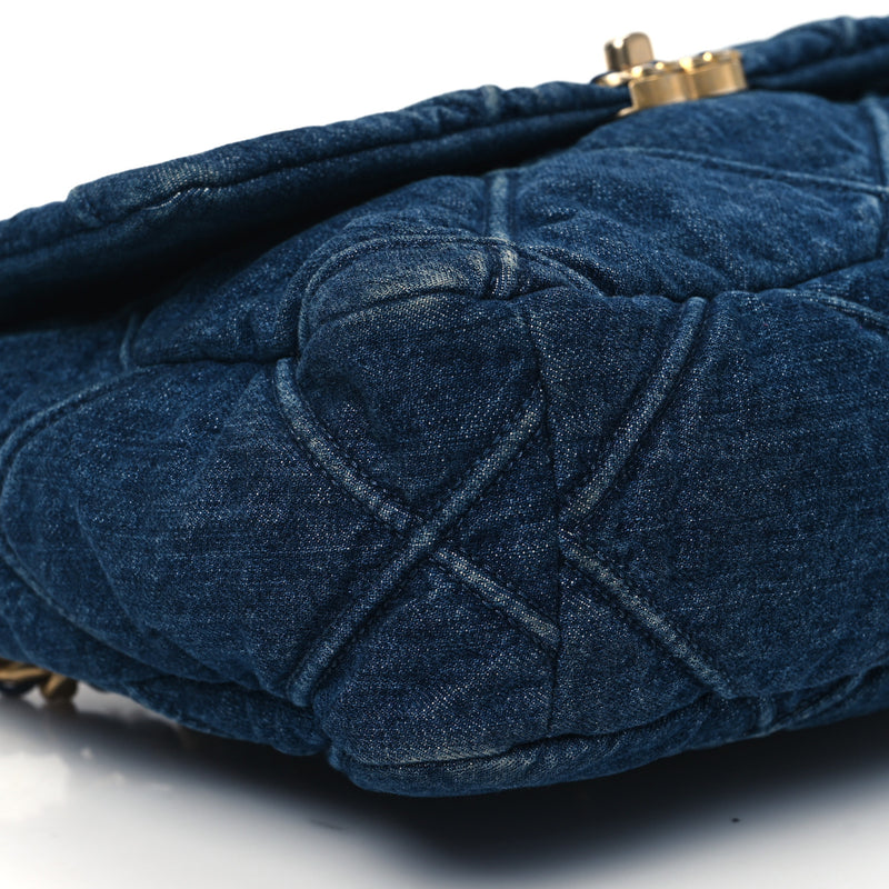 Chanel Denim Quilted Large 19 Flap Blue