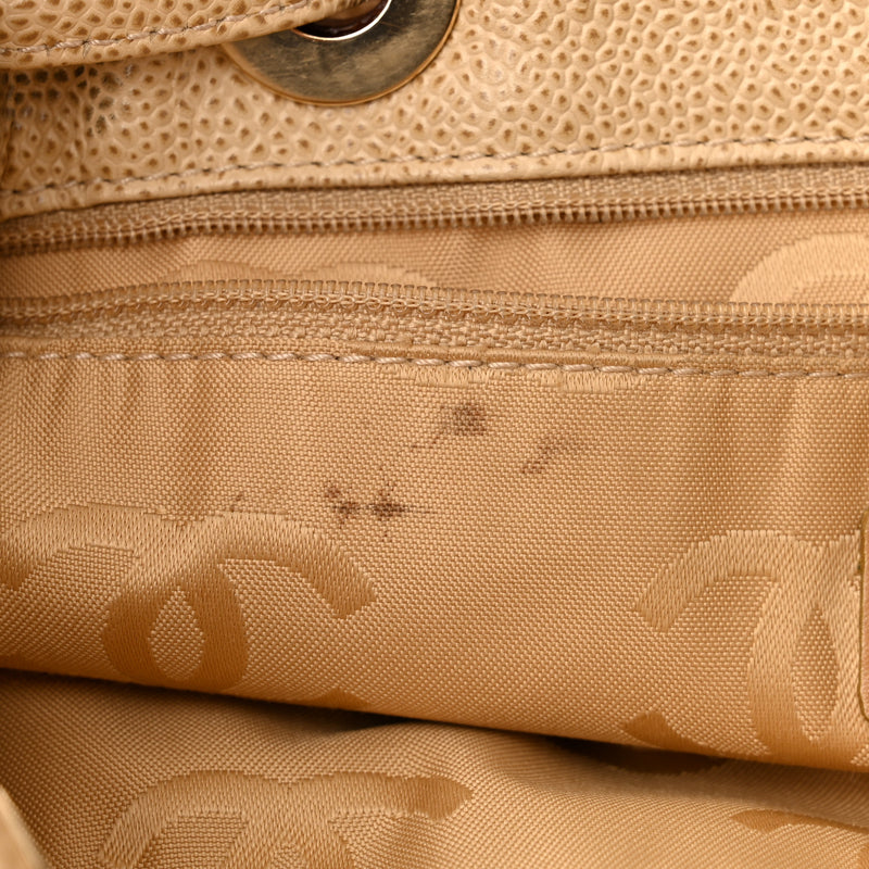 Chanel Caviar Wood Cc Drawstring Bucket