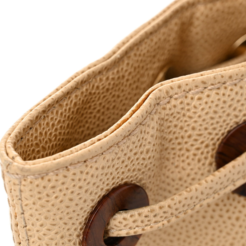 Chanel Caviar Wood Cc Drawstring Bucket
