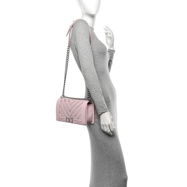 Chanel Lambskin Iridescent Pvc Chevron