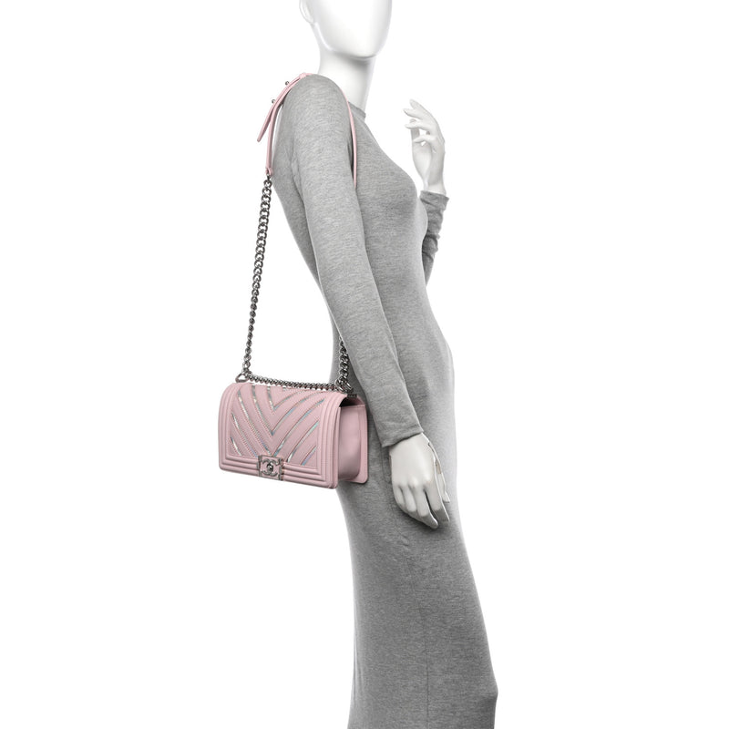 Chanel Lambskin Iridescent Pvc Chevron