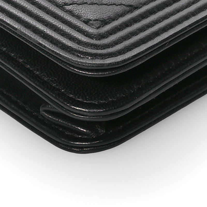 Chanel Lambskin Chevron Boy Wallet On