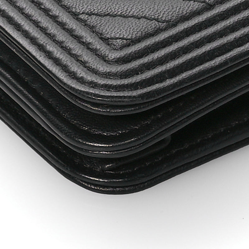 Chanel Lambskin Chevron Boy Wallet On