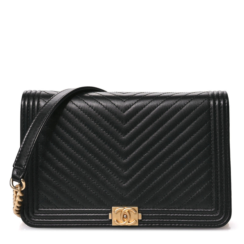 Chanel Lambskin Chevron Boy Wallet On