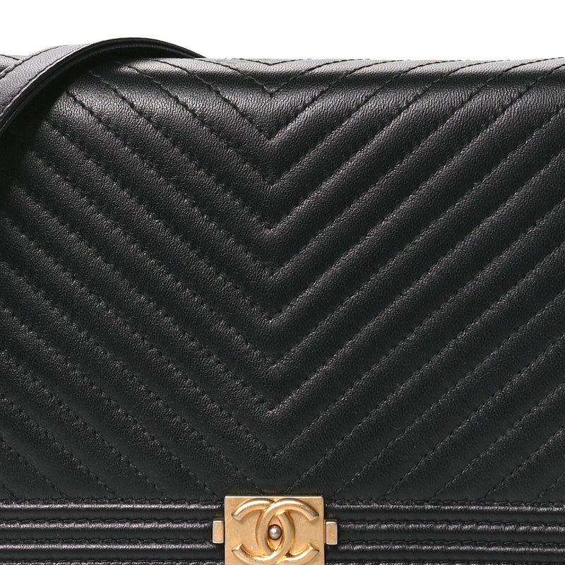 Chanel Lambskin Chevron Boy Wallet On
