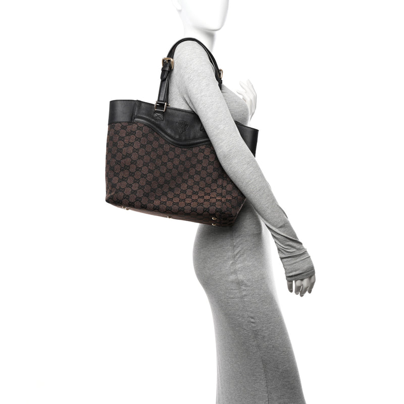 Gucci Crest Tote Brown