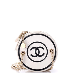 Chanel Cc Round Vanity Case With Chain