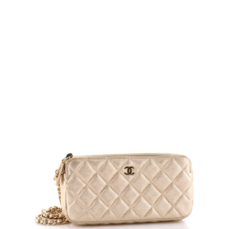 Chanel Double Zip Clutch With Chain