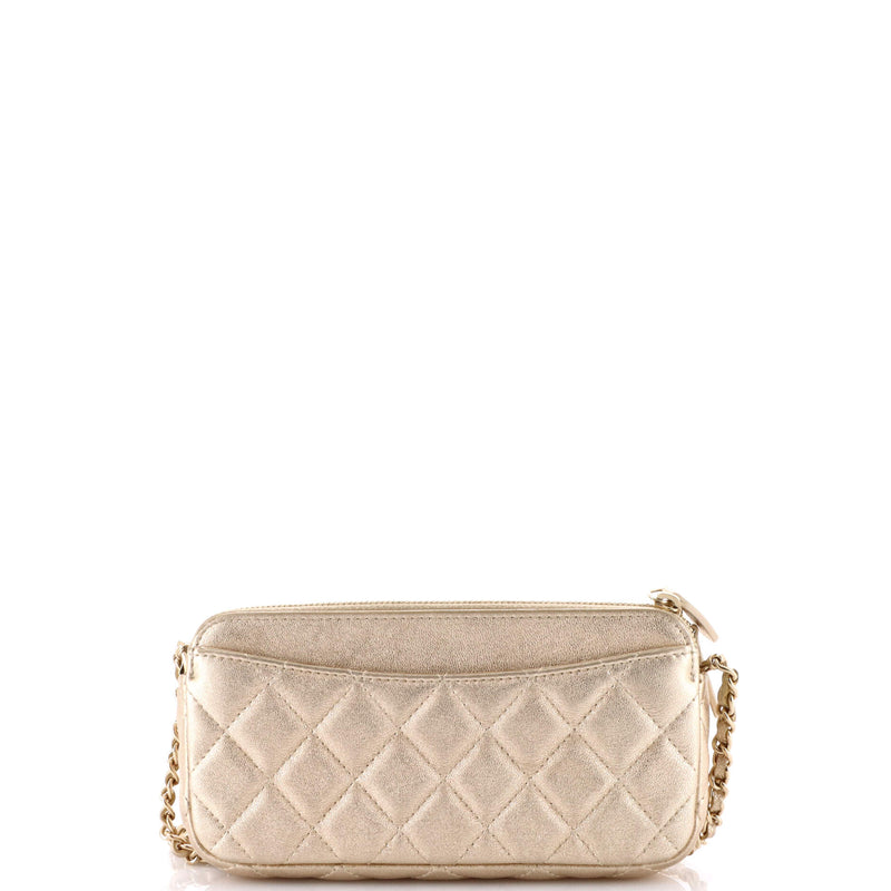 Chanel Double Zip Clutch With Chain