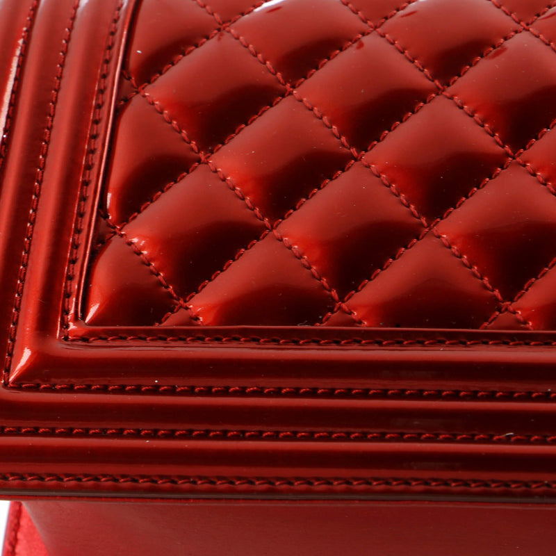 Chanel Boy Flap Bag Quilted Patent Small