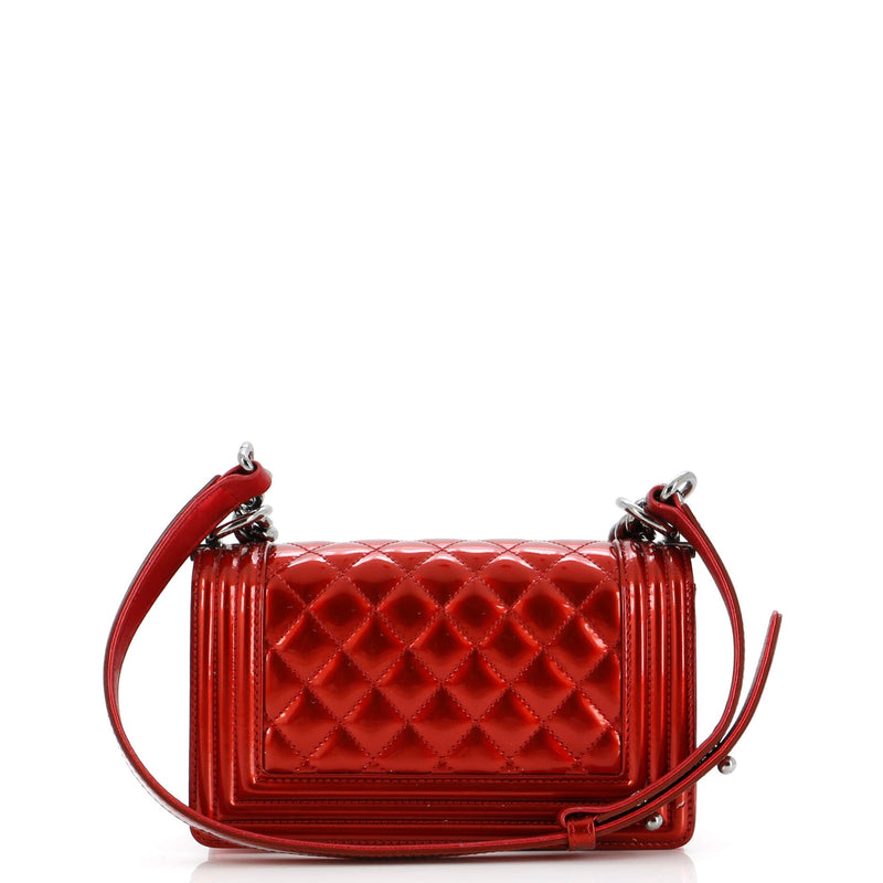 Chanel Boy Flap Bag Quilted Patent Small