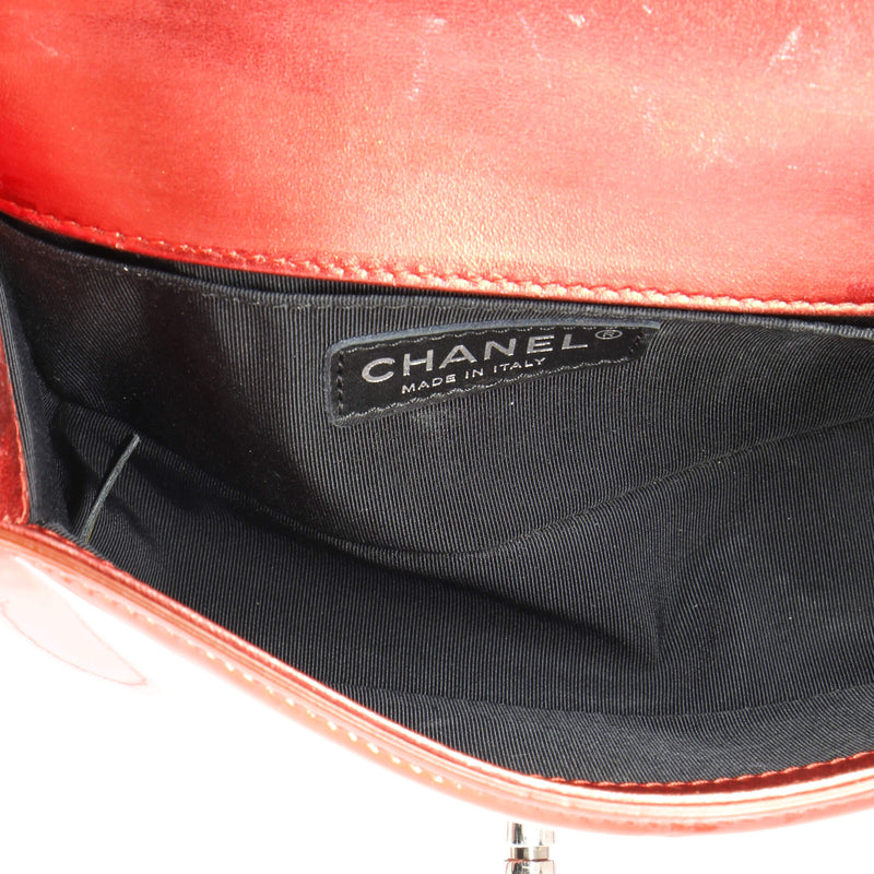 Chanel Boy Flap Bag Quilted Patent Small