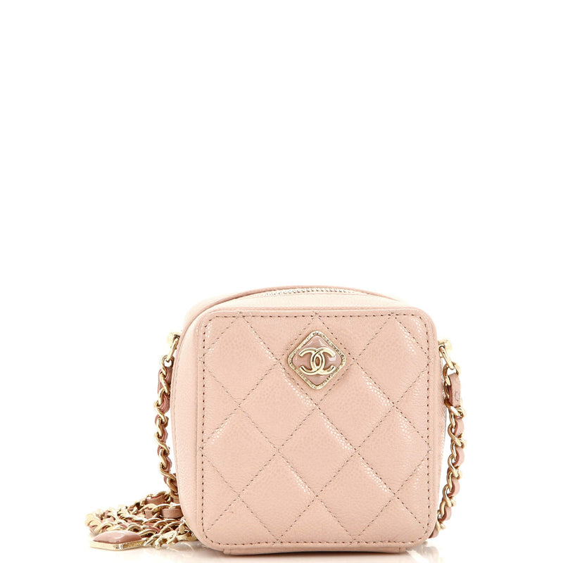 Chanel Diamond Cc Zip Crossbody Quilted