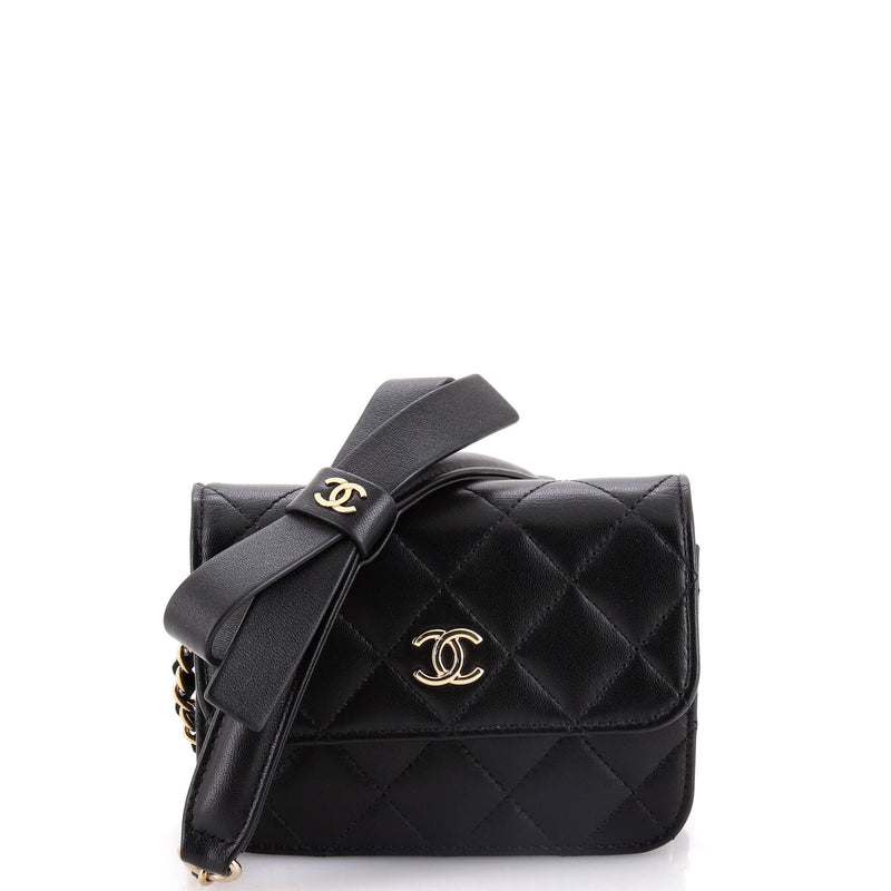 Chanel Bow Strap Card Holder On Chain