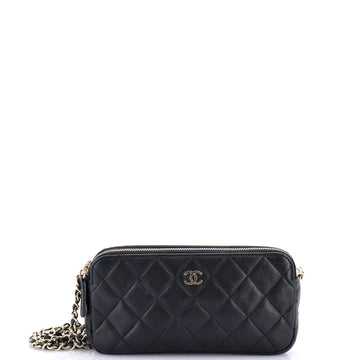 Chanel Double Zip Clutch With Chain