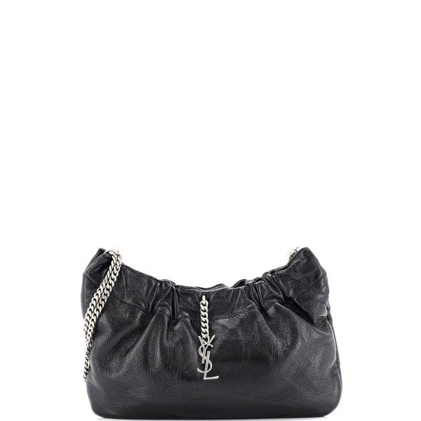 Saint Laurent Pac Ruched Hobo Leather