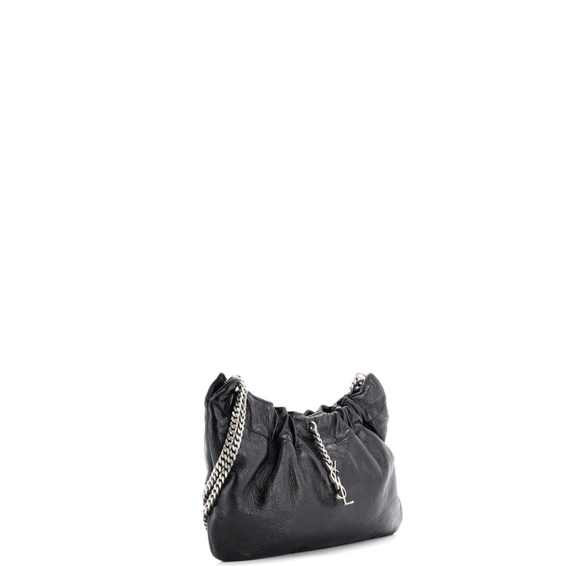 Saint Laurent Pac Ruched Hobo Leather