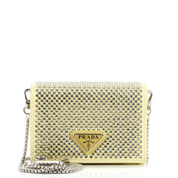 Prada Flap Card Holder With Chain Satin