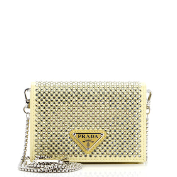 Prada Flap Card Holder With Chain Satin