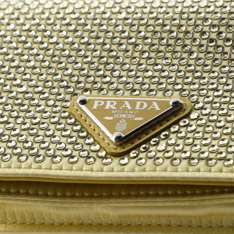 Prada Flap Card Holder With Chain Satin