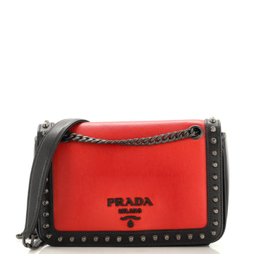 Prada Chain Flap Bag Studded Glace Calf