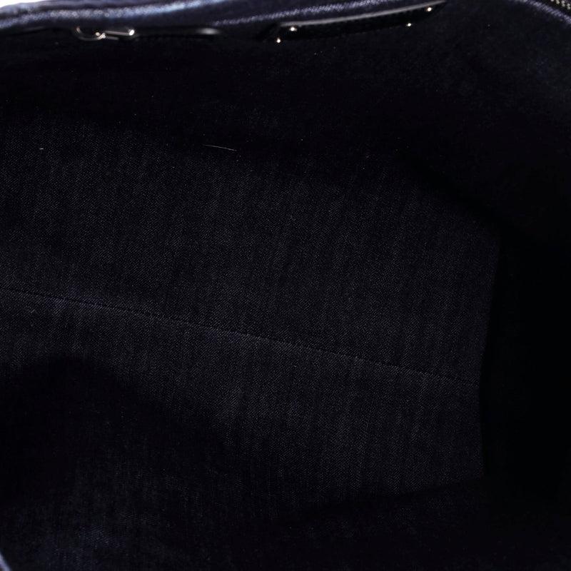 Prada Logo Shopping Tote Denim And Linen