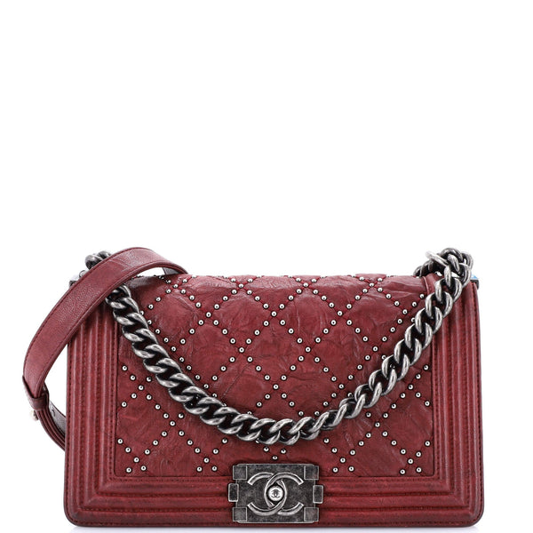 Chanel Boy Flap Bag Studded Quilted