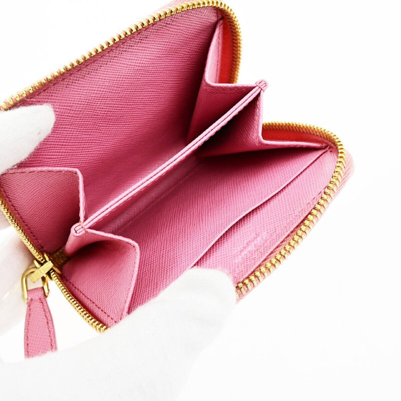 Prada Logo Mini Zipper Around Compact
