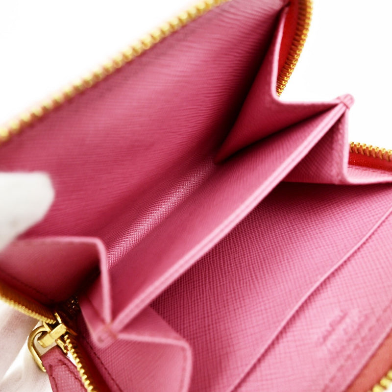Prada Logo Mini Zipper Around Compact