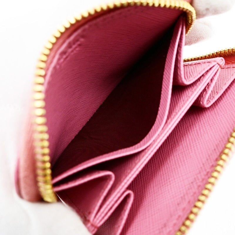 Prada Logo Mini Zipper Around Compact