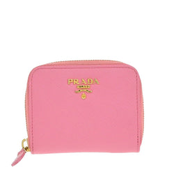 Prada Logo Mini Zipper Around Compact