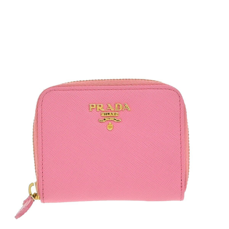 Prada Logo Mini Zipper Around Compact