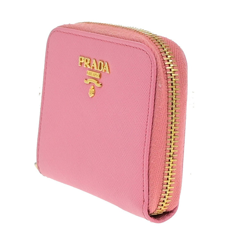 Prada Logo Mini Zipper Around Compact