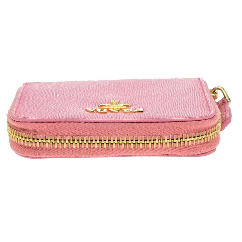 Prada Logo Mini Zipper Around Compact
