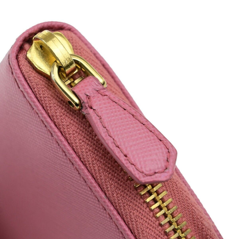 Prada Logo Mini Zipper Around Compact