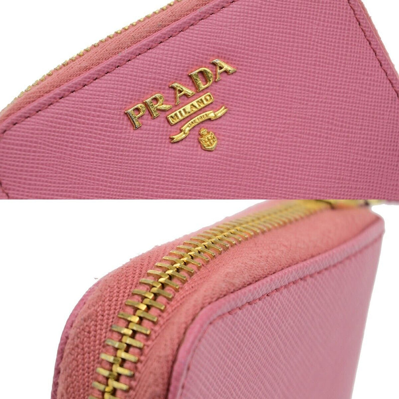 Prada Logo Mini Zipper Around Compact