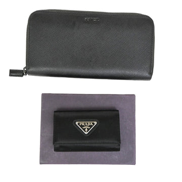 Prada 2 Set Long Zipper Wallet 6 Hooks