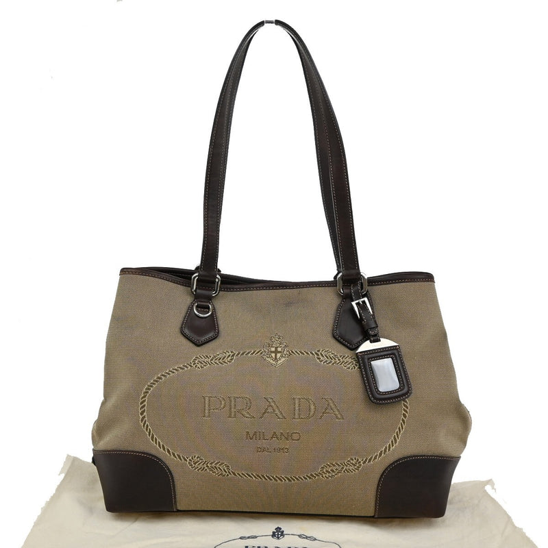 Prada Milano Logo Shoulder Bag Canvas