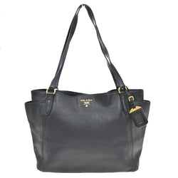 Prada Logo Shoulder Tote Bag Leather